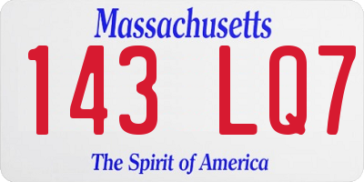 MA license plate 143LQ7