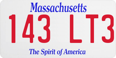 MA license plate 143LT3