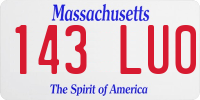 MA license plate 143LU0