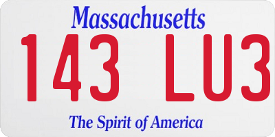 MA license plate 143LU3