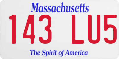 MA license plate 143LU5