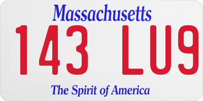MA license plate 143LU9