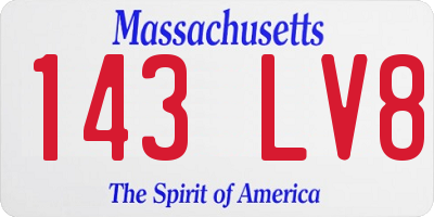 MA license plate 143LV8