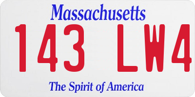 MA license plate 143LW4
