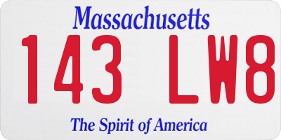 MA license plate 143LW8
