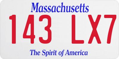MA license plate 143LX7