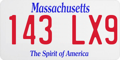 MA license plate 143LX9