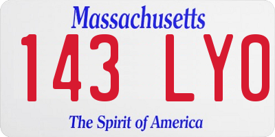 MA license plate 143LY0