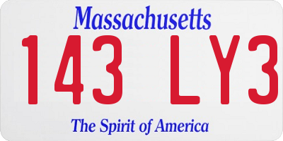MA license plate 143LY3