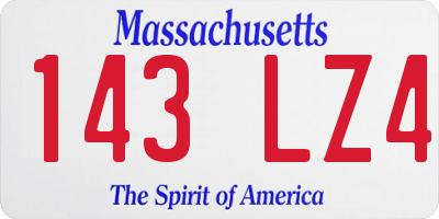 MA license plate 143LZ4
