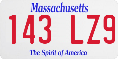 MA license plate 143LZ9