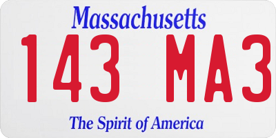 MA license plate 143MA3
