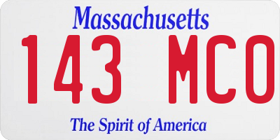 MA license plate 143MC0