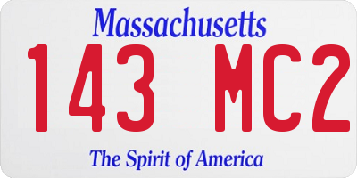 MA license plate 143MC2