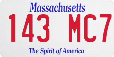 MA license plate 143MC7