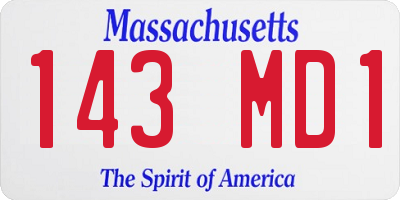 MA license plate 143MD1