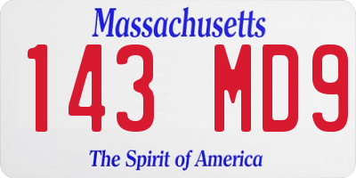 MA license plate 143MD9