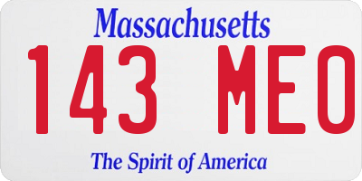 MA license plate 143ME0