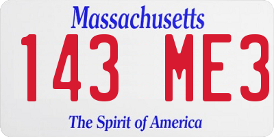 MA license plate 143ME3