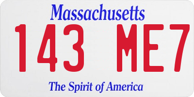 MA license plate 143ME7