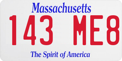 MA license plate 143ME8
