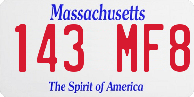 MA license plate 143MF8