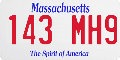 MA license plate 143MH9