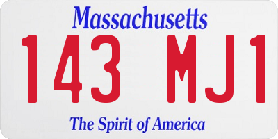 MA license plate 143MJ1