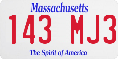 MA license plate 143MJ3