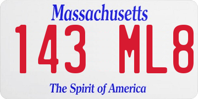 MA license plate 143ML8