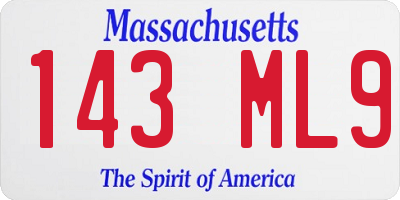MA license plate 143ML9