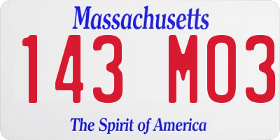 MA license plate 143MO3