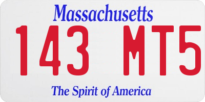 MA license plate 143MT5