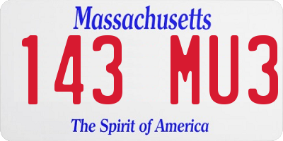 MA license plate 143MU3