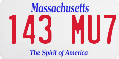 MA license plate 143MU7