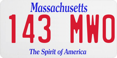 MA license plate 143MW0