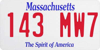 MA license plate 143MW7