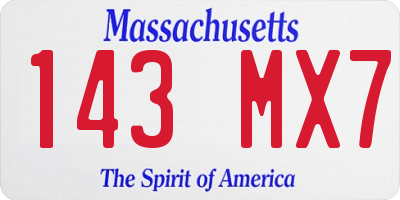 MA license plate 143MX7