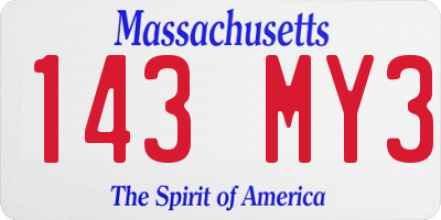 MA license plate 143MY3