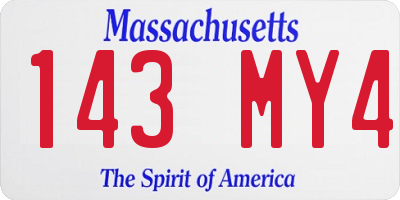 MA license plate 143MY4