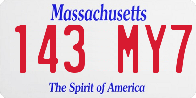 MA license plate 143MY7