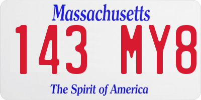 MA license plate 143MY8