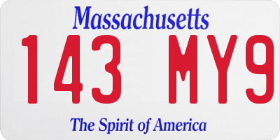 MA license plate 143MY9