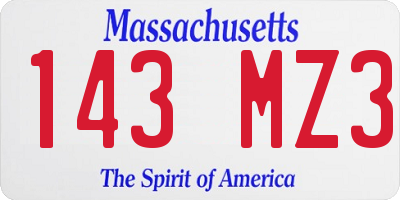 MA license plate 143MZ3