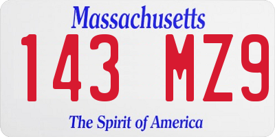 MA license plate 143MZ9