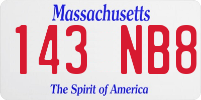MA license plate 143NB8