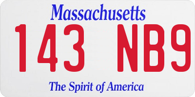 MA license plate 143NB9
