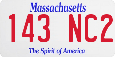 MA license plate 143NC2