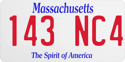 MA license plate 143NC4
