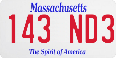 MA license plate 143ND3